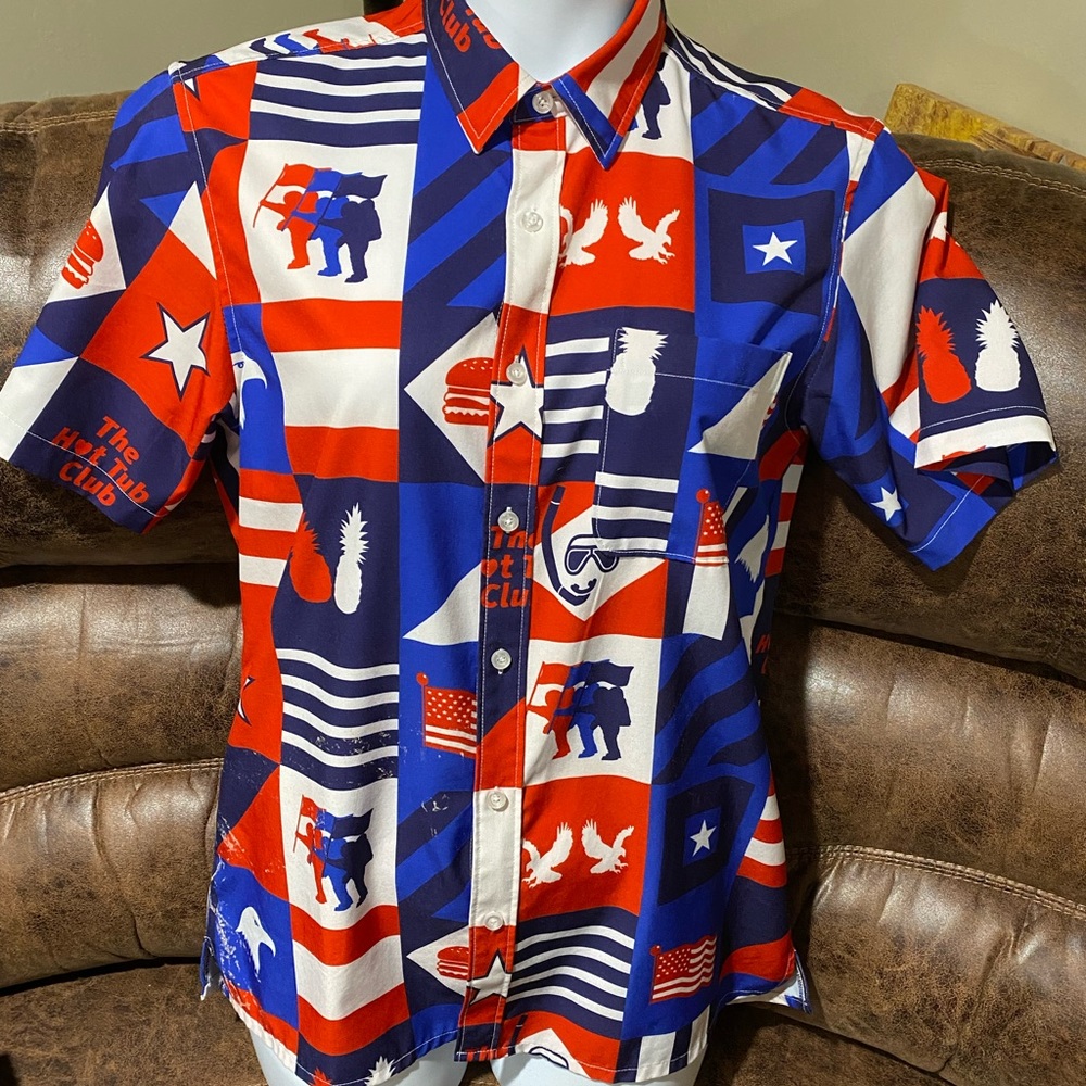 Men's Patriotic Print Casual Button Down Shirt